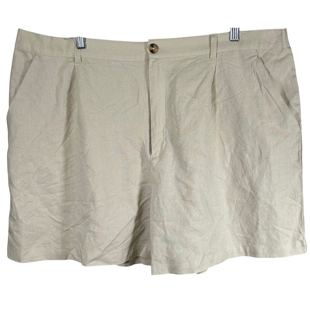 Time and Tru Women XXXL 22 Papyrus Beige Linen Blend Shorts New